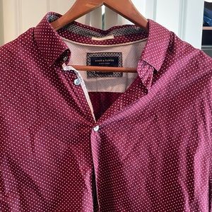 Maroon Polka Dot button down shirt